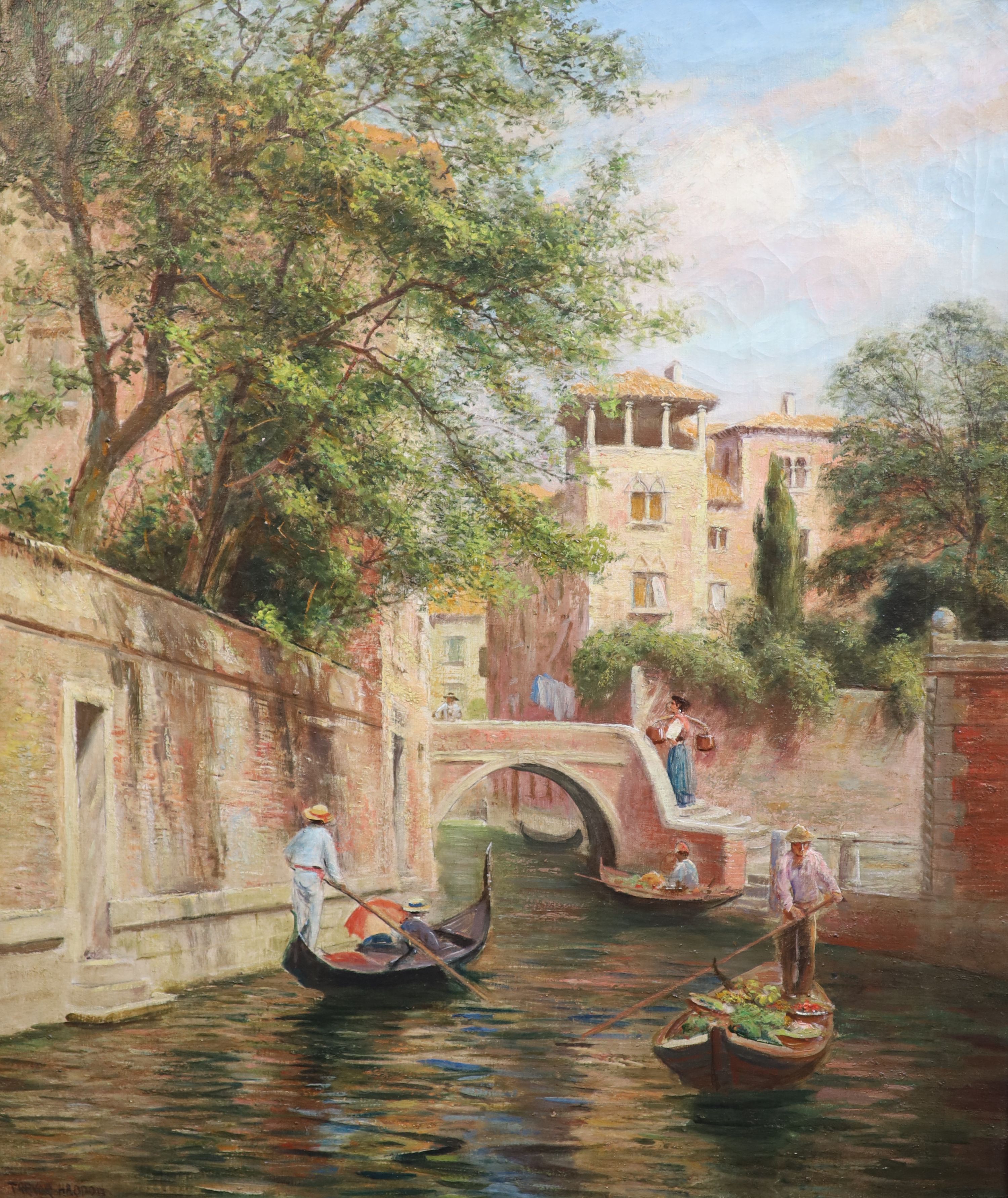 Arthur Trevor Hadden (1864-1941), Venetian canal scenes, pair of oils on canvas, 76.5 x 63c